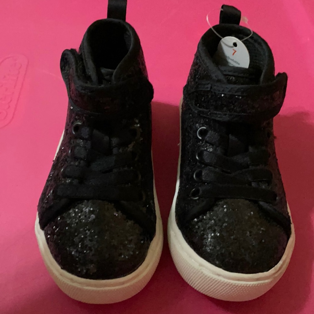 Sparkly black high top sneakers